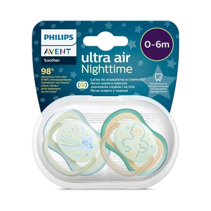 avent-avent-sucette-ultra-air-nuit-0-6-mois-pack-de-2-orthodontic-sucettes-et-attaches-sucettes.jpg AVENT SUCETTE ULTRA AIR NUIT 0-6 MOIS PACK DE 2 ORTHODONTIC – Image 1