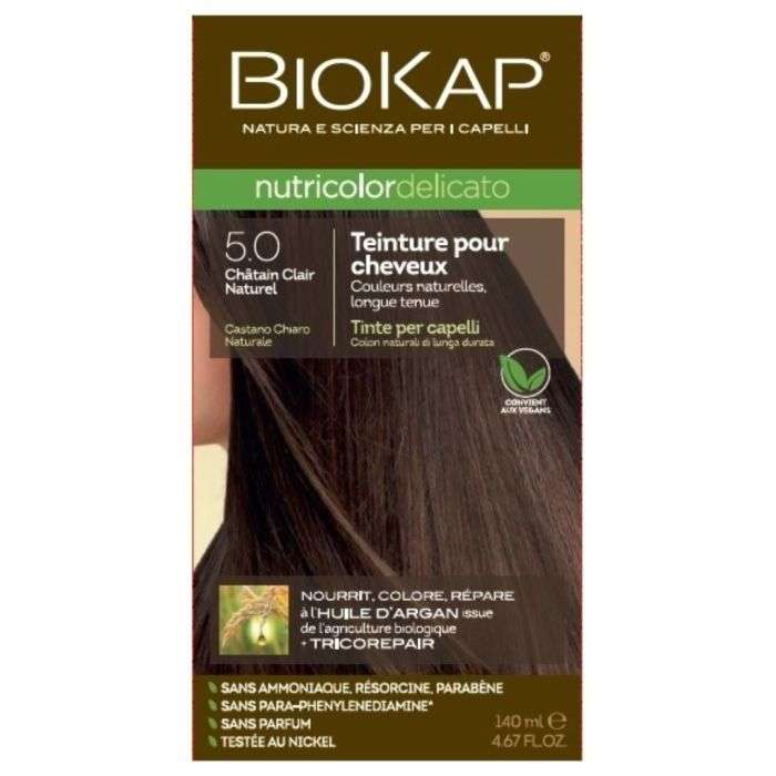 biokap-biokap-nutricolor-delicato-50-chatain-clair-naturel-coloration.jpg BIOKAP NUTRICOLOR DELICATO 5.0 CHATAIN CLAIR NATUREL – Image 1