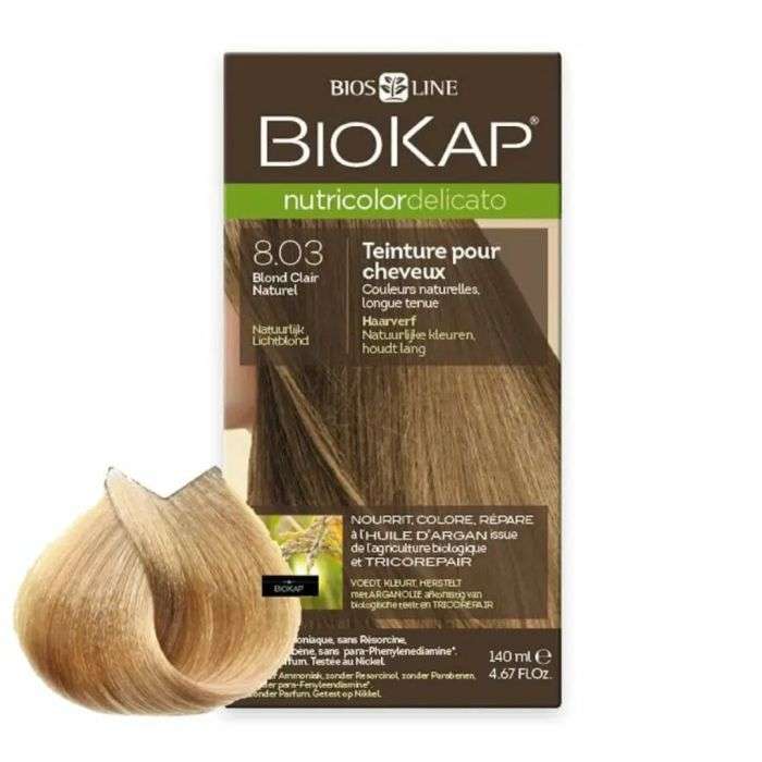 biokap-biokap-nutricolor-delicato-803-blond-clair-naturel-coloration.jpg BIOKAP NUTRICOLOR DELICATO 8.03 BLOND CLAIR NATUREL – Image 1