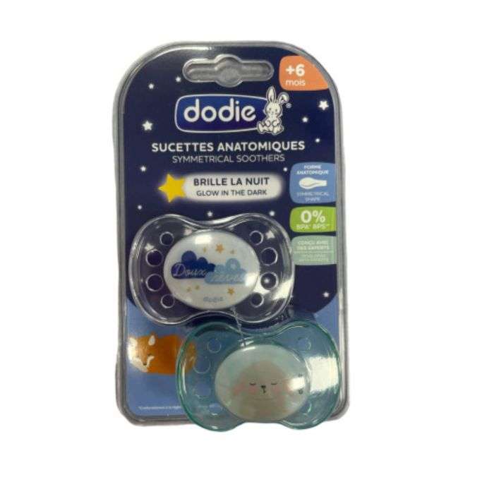 dodie-sucette-anatomique-nuit-symmetrical-soothers-a36-6m.jpg DODIE SUCETTE ANATOMIQUE NUIT SYMMETRICAL SOOTHERS A36 +6M – Image 1