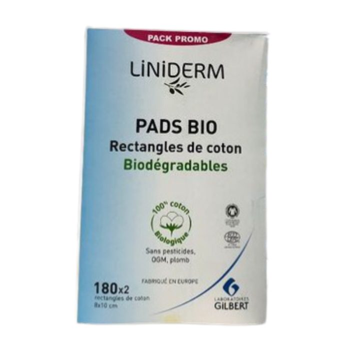 GILBERT LINIDERM PADS BIO RECTANGLES DE COTON BIODEGRADABLES 180*2