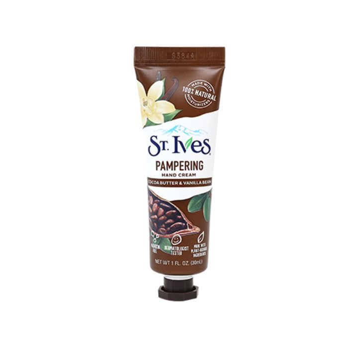 st-ives-creme-mains-pampering-beurre-de-cacao-et-gousse-de-vanille-30ml.jpg ST IVES CREME MAINS PAMPERING BEURRE DE CACAO ET GOUSSE DE VANILLE 30ML – Image 1
