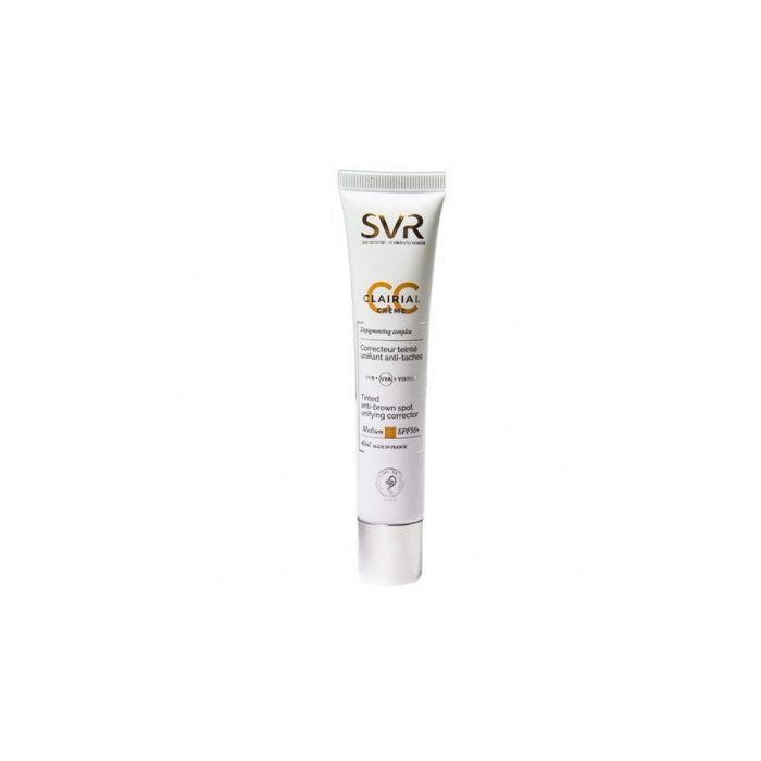svr-svr-clairial-cc-creme-correcteur-unifiant-anti-taches-medium-spf50-40-ml-cremes-depigmentantes.jpg SVR CLAIRIAL CC CRÈME CORRECTEUR UNIFIANT ANTI-TACHES MÉDIUM SPF50+ 40 ML – Image 1